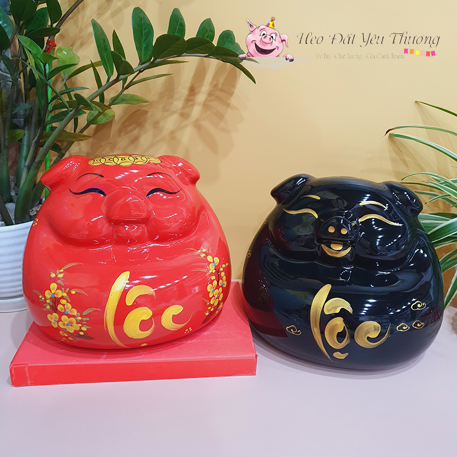 Heo đất bụng phệ gốm sứ size 1,2,3