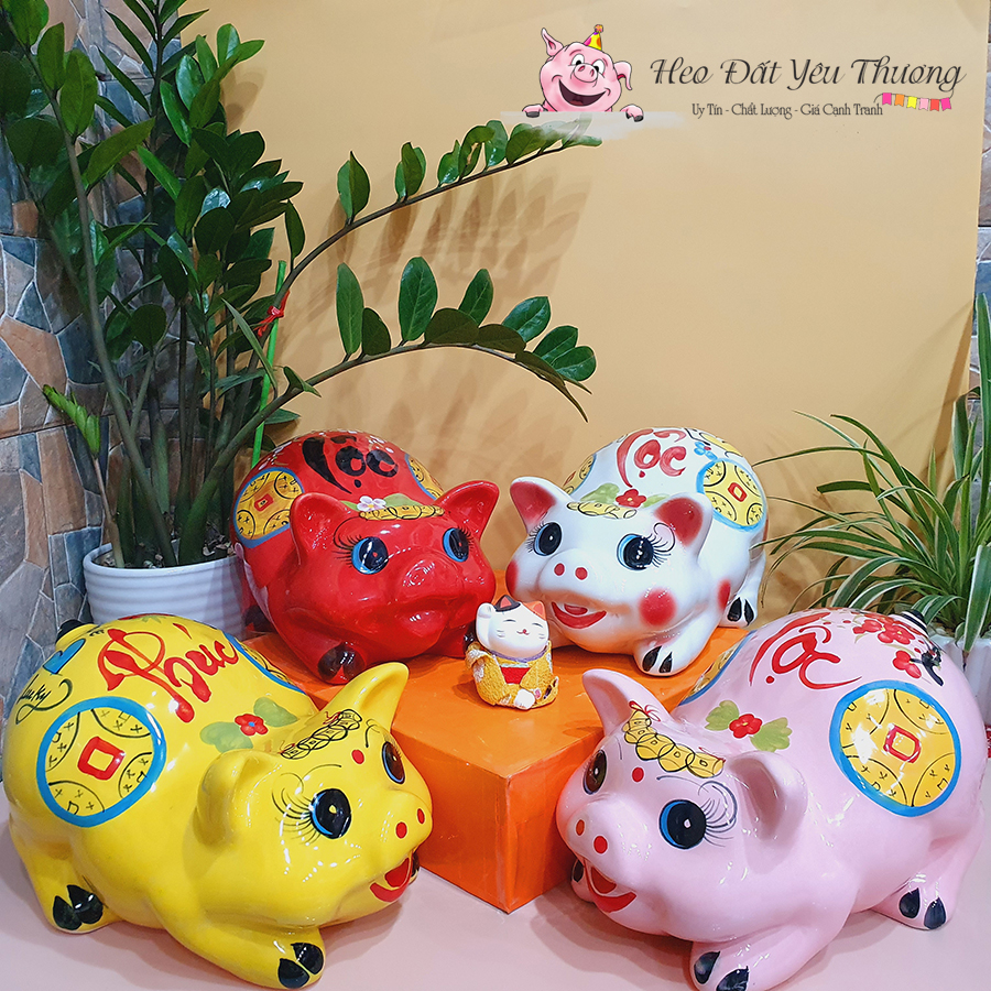 Heo Đất Gánh Tiền Gốm Sứ