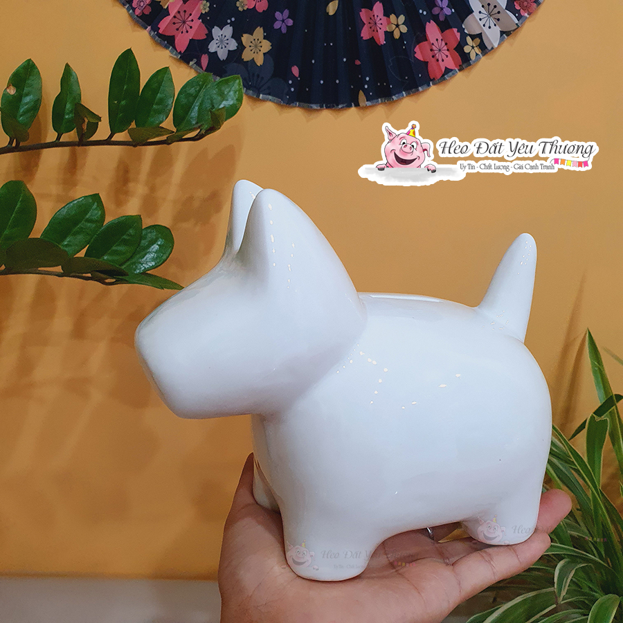 Ống tiết kiệm Deco gốm trắng
